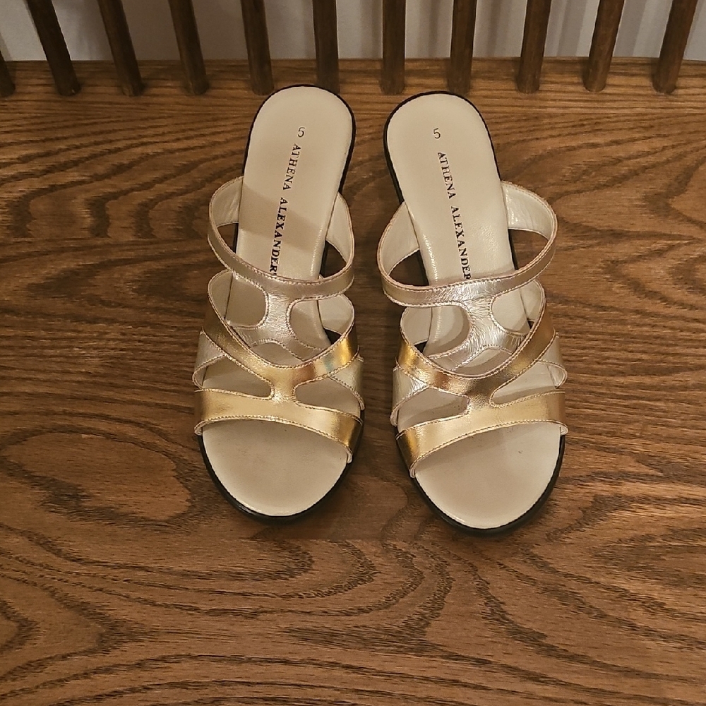Gold Strappy Women's Sandals